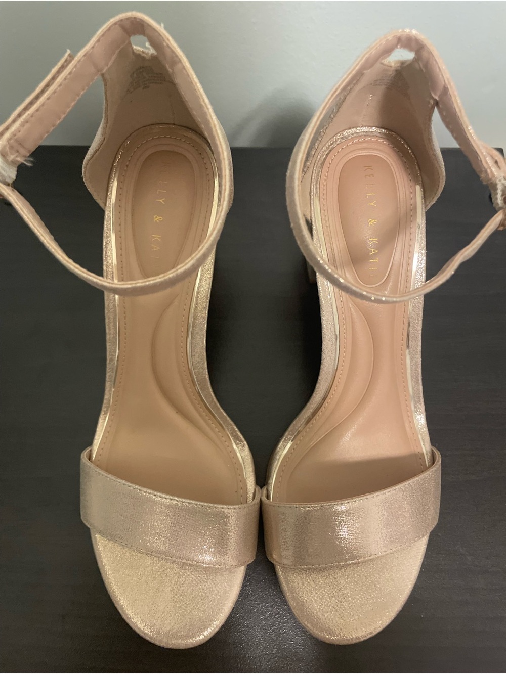 Kelly & Katie Metallic Rose Gold Ankle-Strap Heels